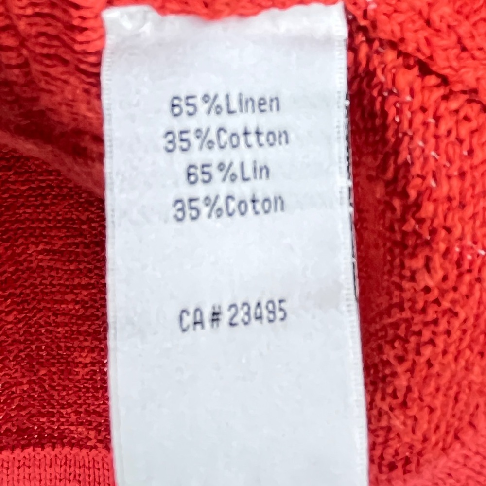 Icelandic Design Cardigan Sweater Linen Cotton Button Front Orange Patchwork M - Picture 12 of 14